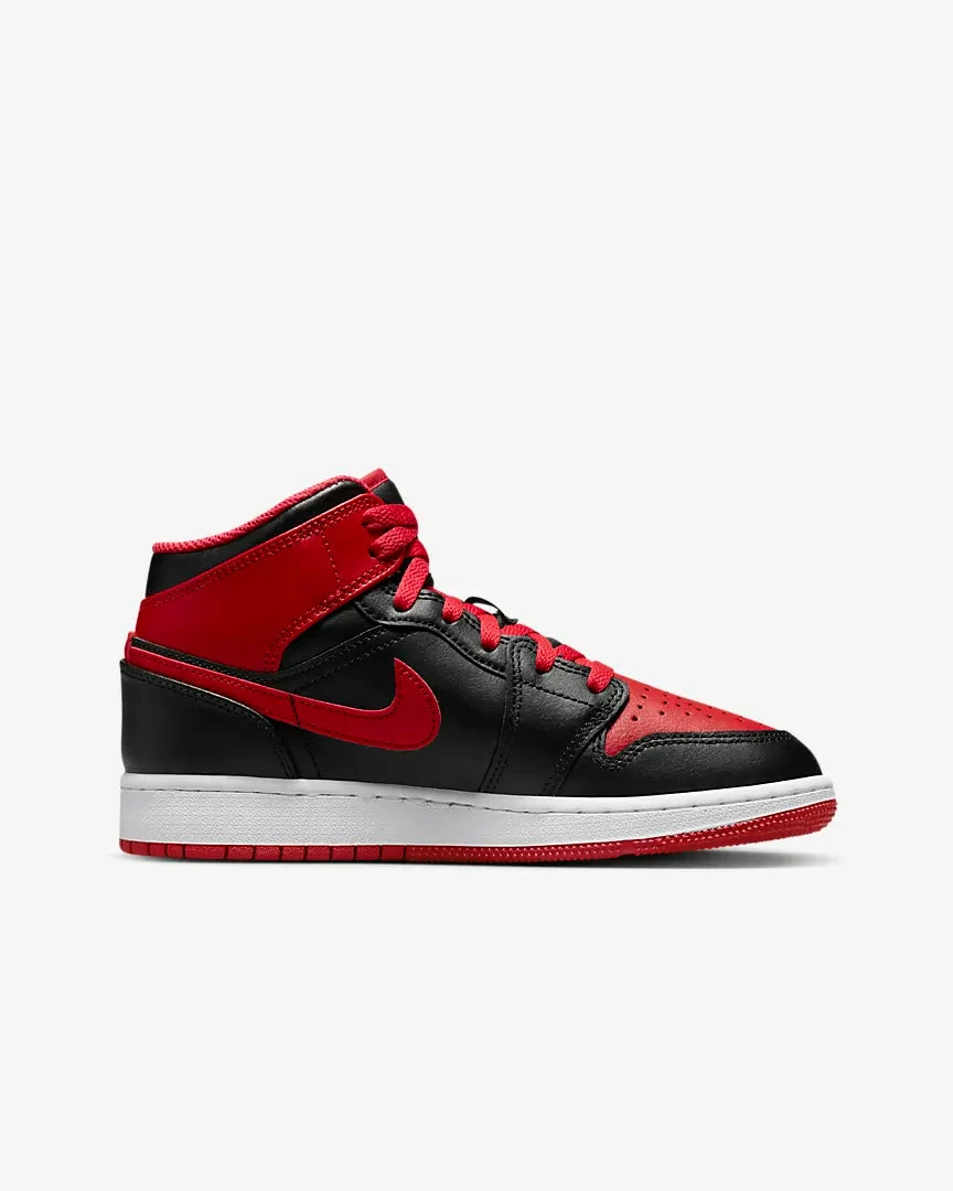 Air Jordan 1 Mid GS Black Fire Red White Grade School DQ8423-060 - Image 2