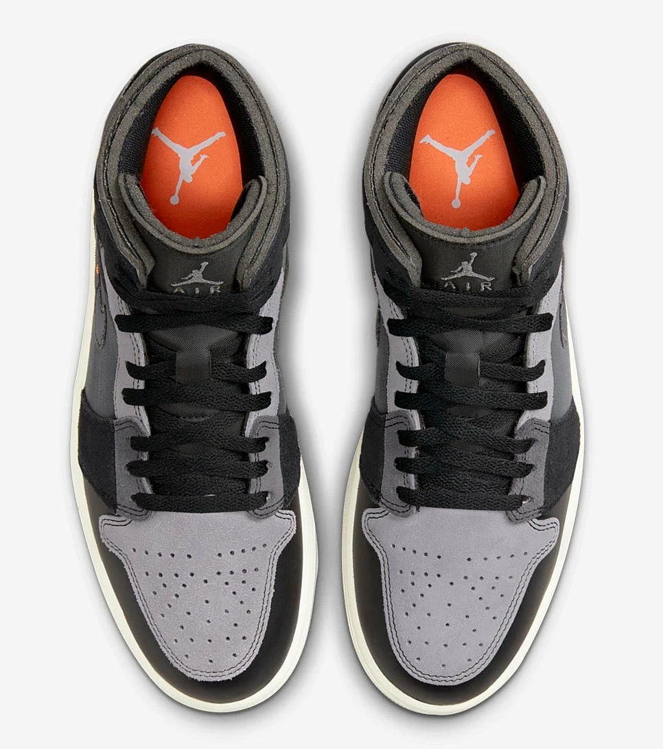 Air Jordan 1 Mid SE Craft Black Cement Grey LT Granite DM9652-001 - Image 3