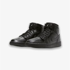 Women's Air Jordan 1 Mid Black Black White BQ6472-010