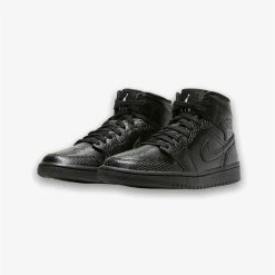 Women's Air Jordan 1 Mid Black Black White BQ6472-010