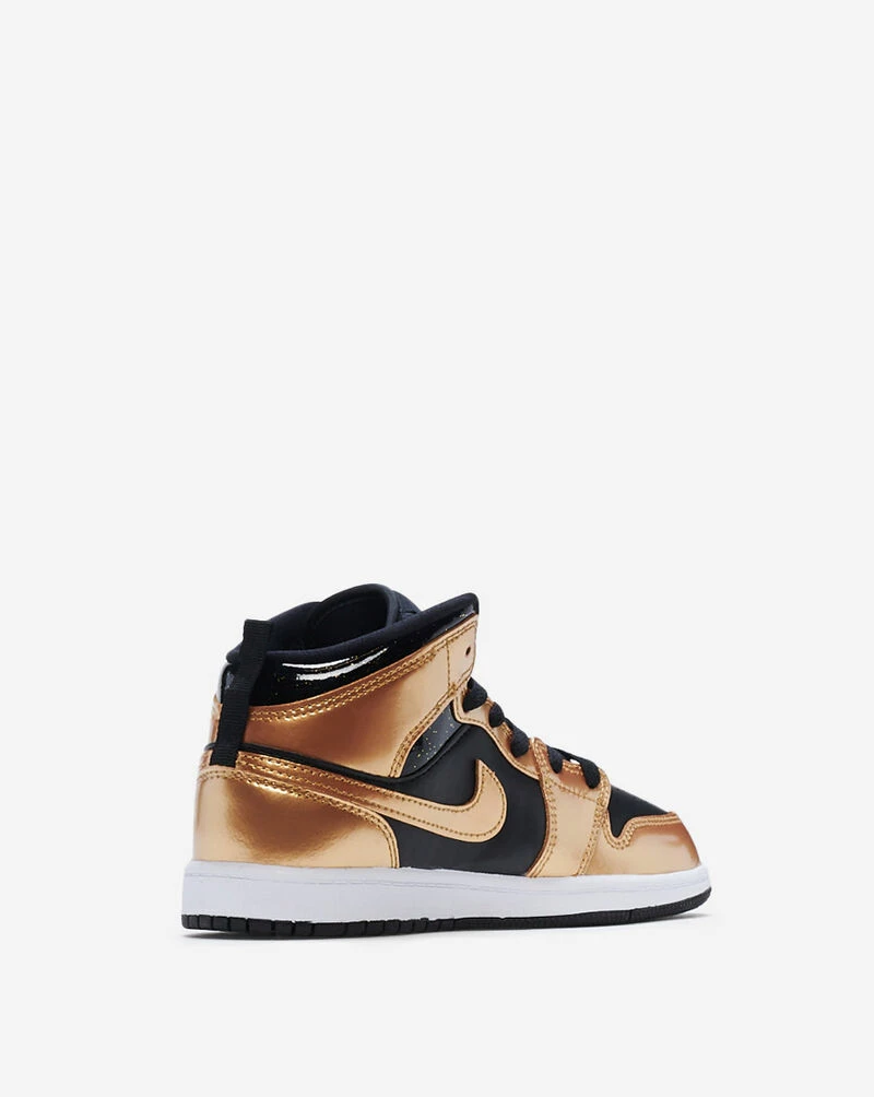 Air Jordan Jordan 1 Mid SE PS Black Metallic Gold White Preschool Sizes DR6968-071 - Image 2